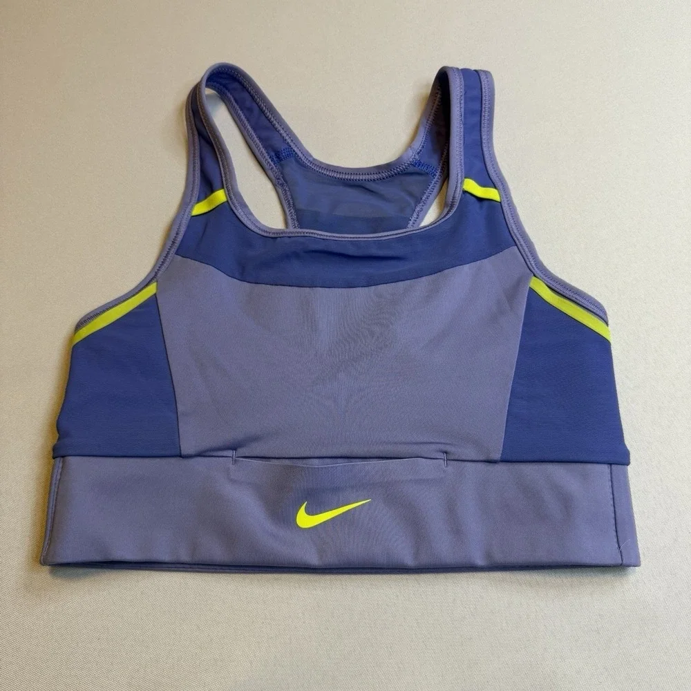 NIKE Set/2 Dri-Fit Purple/Gray Racer Back Swoosh‎ Icon Athleisure Sports Bra XS